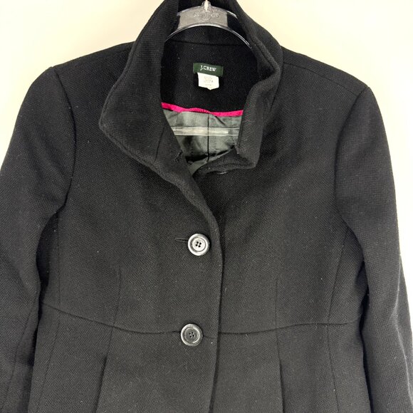 J.Crew Ava Wool Pique Pea Coat Black Size 6 - Picture 3 of 6